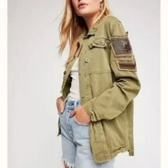 Free People Jackets & Blazers - Free People Embellished Military Shirt Jacket